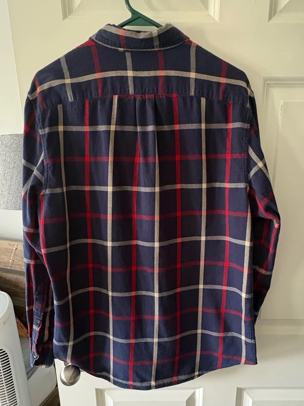 J. Crew Men’s Navy, Red and White Plaid Button-Down Shirt